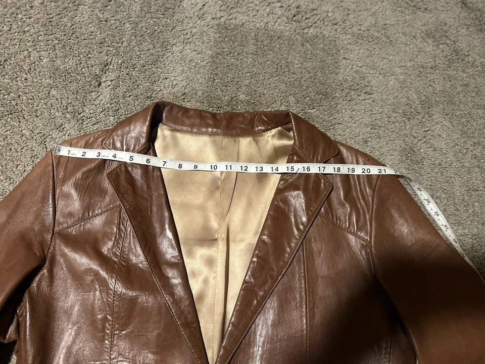 Винтажный Vagabond Нью-Гемпшир коричневый кожаный блейзер куртка мужская 46 от 1970-х - Изображение 3 из 4