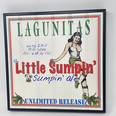 Lagunitas IPA Wood Beer Sign A Little Sumpin' 12x12 Pin Up Retro Man Cave