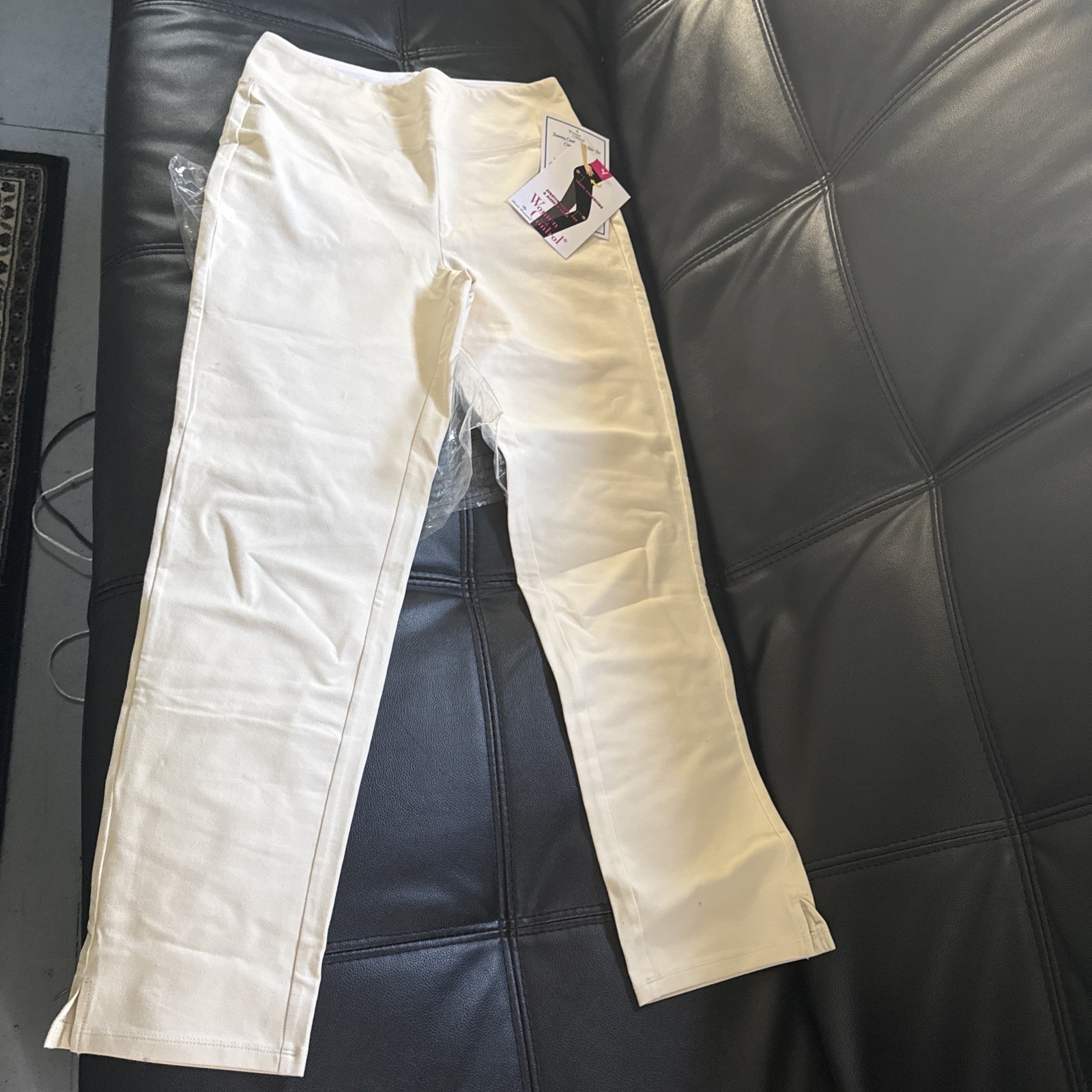 Women With Control Stretch Pants, Small, Cream
