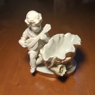 Kalk Boy Mandolin German Collectible Figurine - Rare Porcelain China Figurine 6''