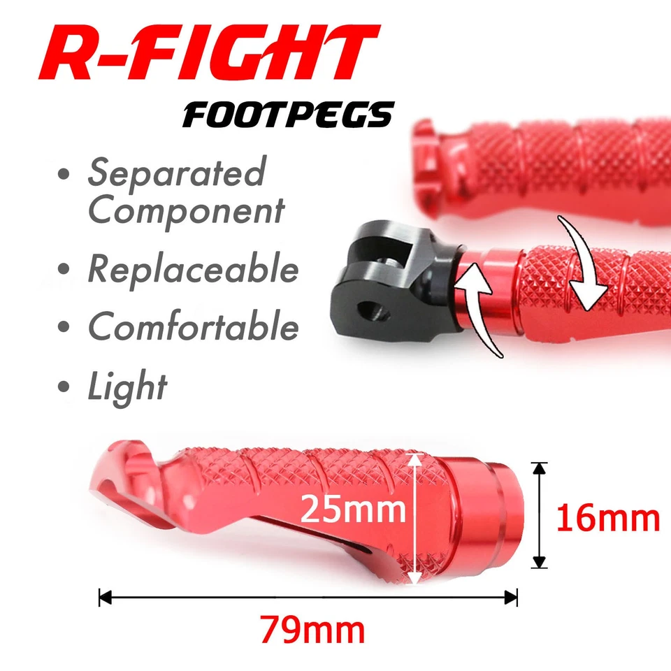 Clavijas delanteras R-FIGHT CNC Rider rojas para Honda CBR600 F2/F3 91-93 94 95 96 97 Foto 4 de 4