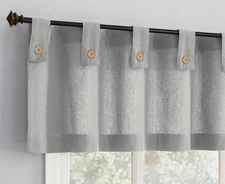 Archaeo Cotton Blend Button-Top Cafe Curtain Straight Valance Grey 54”X 14”