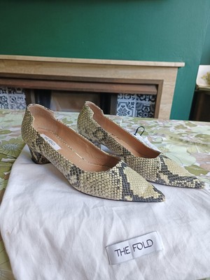 The Fold Schlangenmuster Leder Halbabsatz Schuhe Größe 4 Designer Kapsel Büro 
