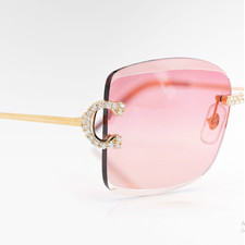 Luxury Rimless VVS Moissanite Sunglasses C Custom Jewelry Iced Out Diamond, Gold