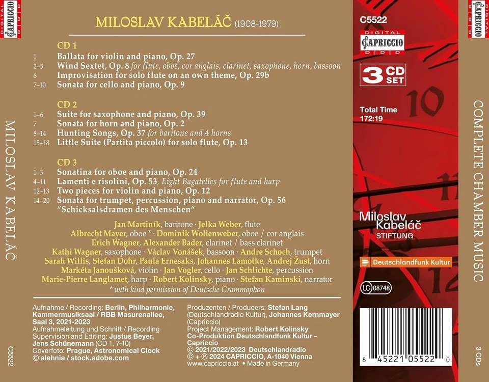 Miloslav Kabelac Miloslav Kabelac: Complete Chamber Music (CD) Box Set - Image 2 of 2