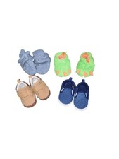 iNFANT BOY CRIB SOFT LEATHER SHOES, 6-12 MOS LOT OF 4 PAIRS