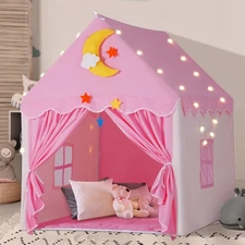 Kids Tent with Mat Toddler Playhouse Girls Princess Castle Play Tent with Sta...