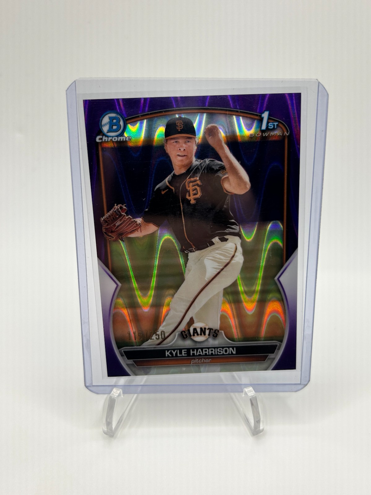 2023 Bowman - Chrome Prospects Kyle Harrison #BCP-93 Purple Refractor /250 (RC)