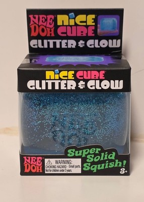 Nee Doh Nice Cube Glitter & Glow Blue super squish toy