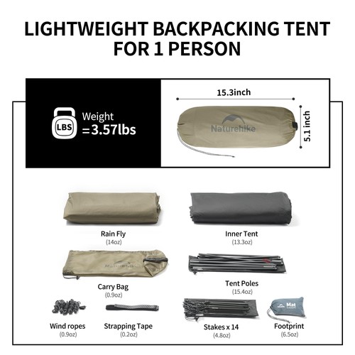 Cloud-Up 1 Person Tent, Lightweight Backpacking Tents for One Man, Waterproof... - Picture 4 of 8