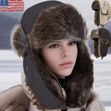 Winter Trapper Hat with Ear Flaps Russian Ushanka Aviator Ski Cap for Men Women