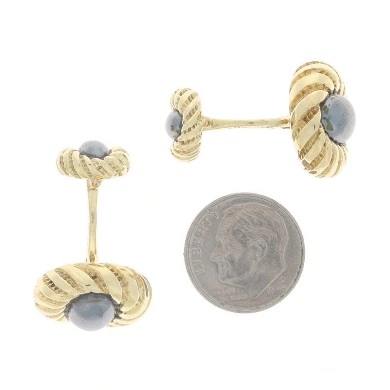 Tiffany & Co. Jean Schlumberger Hematite Men's Cufflinks - Yellow Gold 18k - Image 3 of 4
