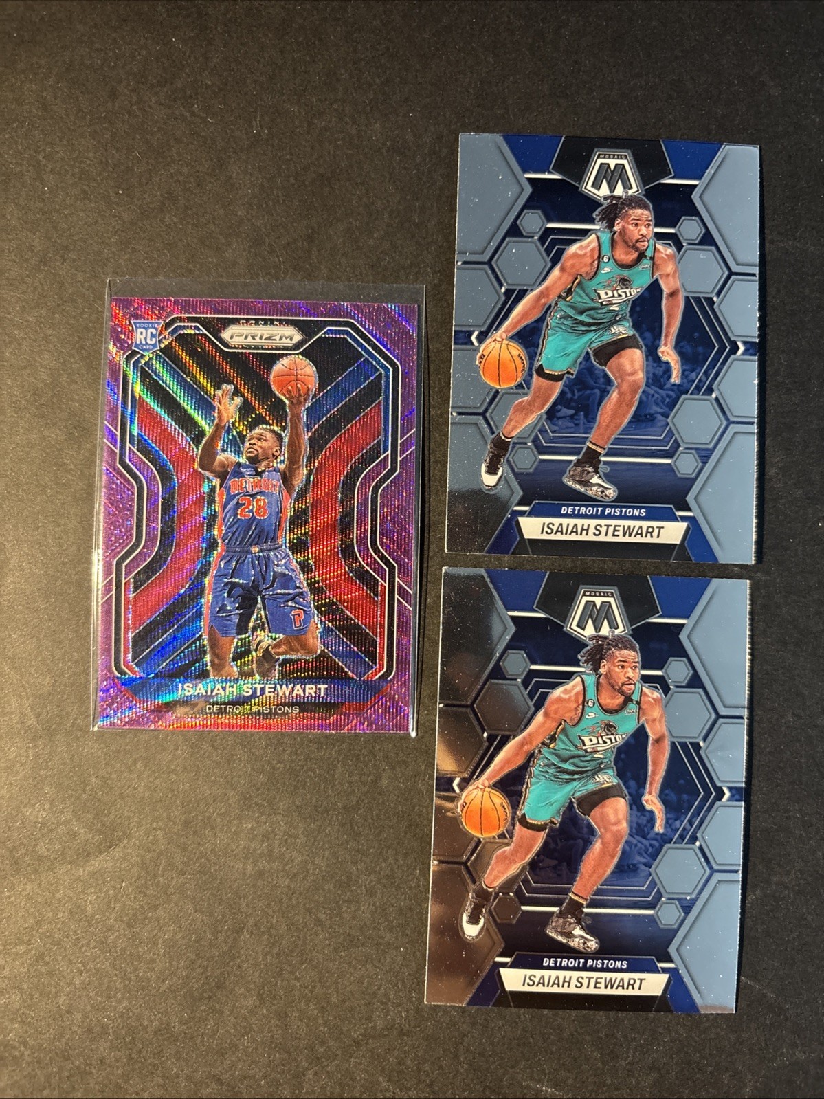 2020-21 Panini Prizm Isaiah Stewart Pistons: Purple Wave Prizm + 2 Bonus Cards