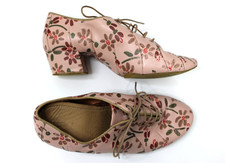Vintage Pink Floral Dance Shoes Size 38 Practice Teaching Women's