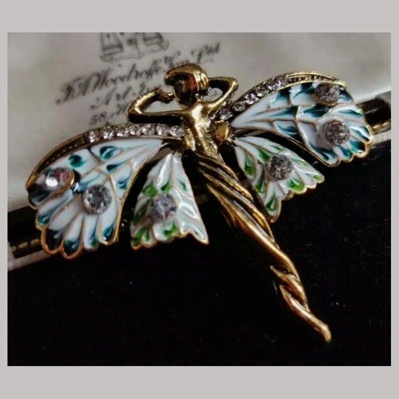 Broche colgante vintage estilo Art Nouveau hada ninfa chal prendedor joyería regalo