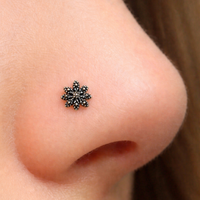 Nasenstecker Mandala Blume 8Mm 22G (0,6Mm) 925 Silber Pfosten Kugelkopf Schmuck