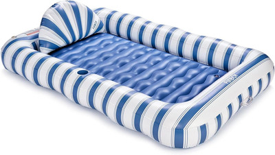 Inflatable Tanning Pool Lounger Float XL 72'' x 48'' with Pillow