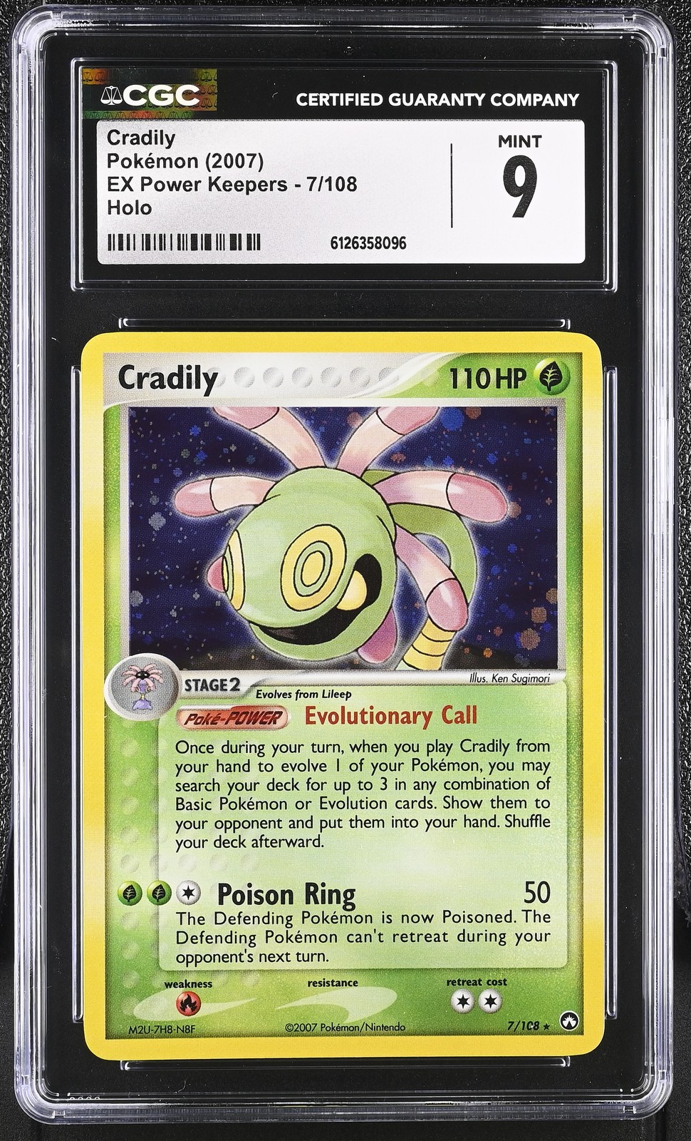 CGC 9 MINT Cradily 2007 EX Power Keepers 7/108 Holo Pokemon Card