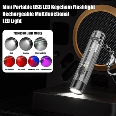 Mini Multifunktionale Portable LED Light Keychain Lamp Torch USB Rechargeable