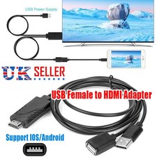 USB Female to HDMI-compatible Male 1080P HDTV TV Digital AV Adapter Cables UK