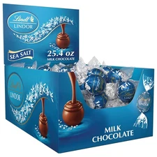 Lindt LINDOR Sea Salt Milk Chocolate Truffles, 25.4 Ounce (Pack of 1) 