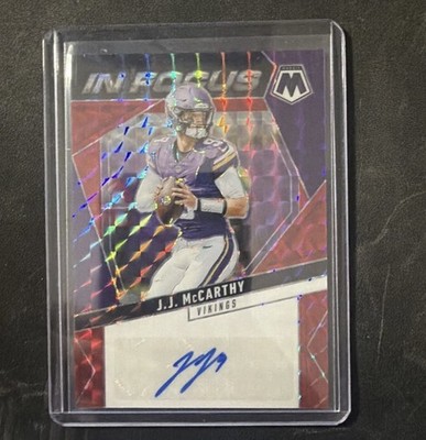 2025 Panini Mosaic - In Focus Signatures J.J. McCarthy #IFS-JMY Red Prizm /199 
