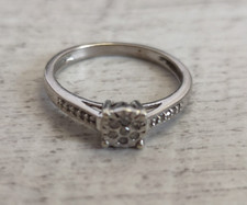 9ct White Gold Diamond Ring Size L 0.10ct Hallmarked Round Engagement Band 2g