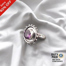 Valentines Deal Natural Amethyst Engagement Birthday Band Ring Sterling Silver