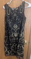 Vince Camuto Sparkling Sequin Sleeveless Black/Gold Silky Lined Cocktail Dress-8