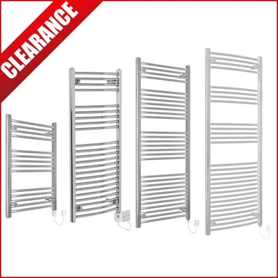 HOME-GALAXY Bathroom Straight Curved Electric Heated Towel Rail Ladder Radiator Chrome White