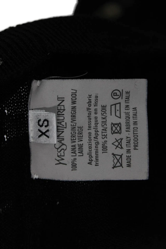 Vestido Suéter Yves Saint Laurent Mujer Negro Sin Mangas Cuello Simulado Lana Talla XS Foto 4 de 4