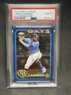 2024 Topps Chrome #213 Junior Caminero Blue /150 Rookie RC PSA 10