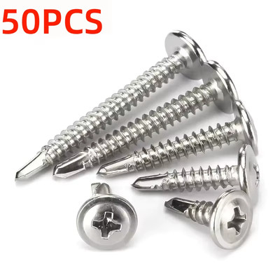 Stainless Steel Self-Tapping Screw Large round Flat Head Self Drilling Screw Fas