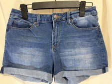 YMI Vintage Women's Size 9 Stretchy Denim High Rise Shorty Shorts made in USA