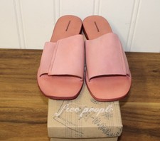 Free People Verona Slide Sandal Watermelon Pink Leather Boho Flats Size 39.5 9