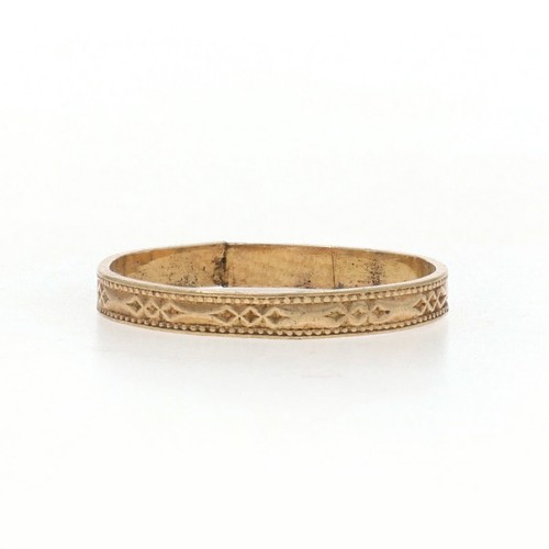 Yellow Gold Art Deco Link Ring - 10k Midi Vintage Child's Band Size 1