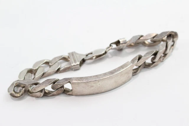 22 Sterling Silver Bracelet ID Unpersonalised Curb Link Chunky Heavy (72g)