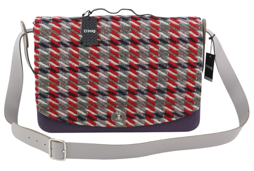 O BAG Folder Damen Tasche OS lila Tweed gemustert Drehverschluss Messenger * - Bild 2 von 4