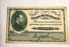 Vintage WWII State Of Illinois Warrant For Military Service Dwight Green Award
