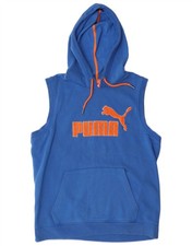 PUMA Mens Graphic Sleeveless Hoodie Jumper Medium Blue Cotton HK14