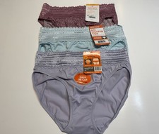 NWT 3 Pairs Warners No Pinching No Problem Lace Hi-Cut Panty Size S/5 5109