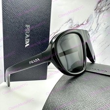 PRADA Sunglasses Aviator Shield Mask Black PR C05S 16K08Z Runway w/ Box  Case