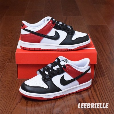 Size 4Y-7Y - Nike Dunk Low Black Toe White Red HF9980-600 | eBay