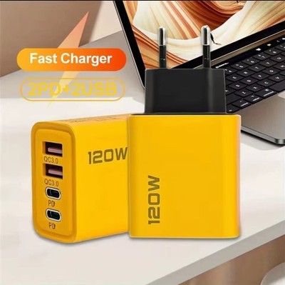 2x Schnellladegerät für iPhone Samsung Xiaomi 120W USB-C 4-Port inkl. 