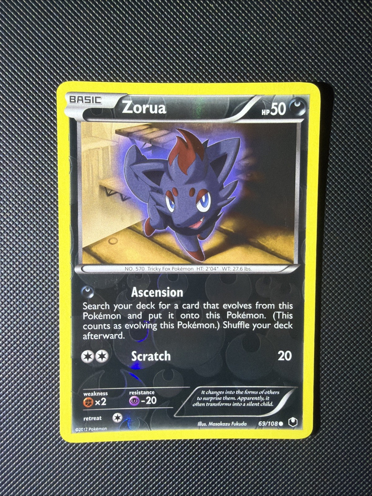 2012 POKEMON ZORUA 69/108 DARK EXPLORERS - REVERSE HOLO- COMMON (Z69A)