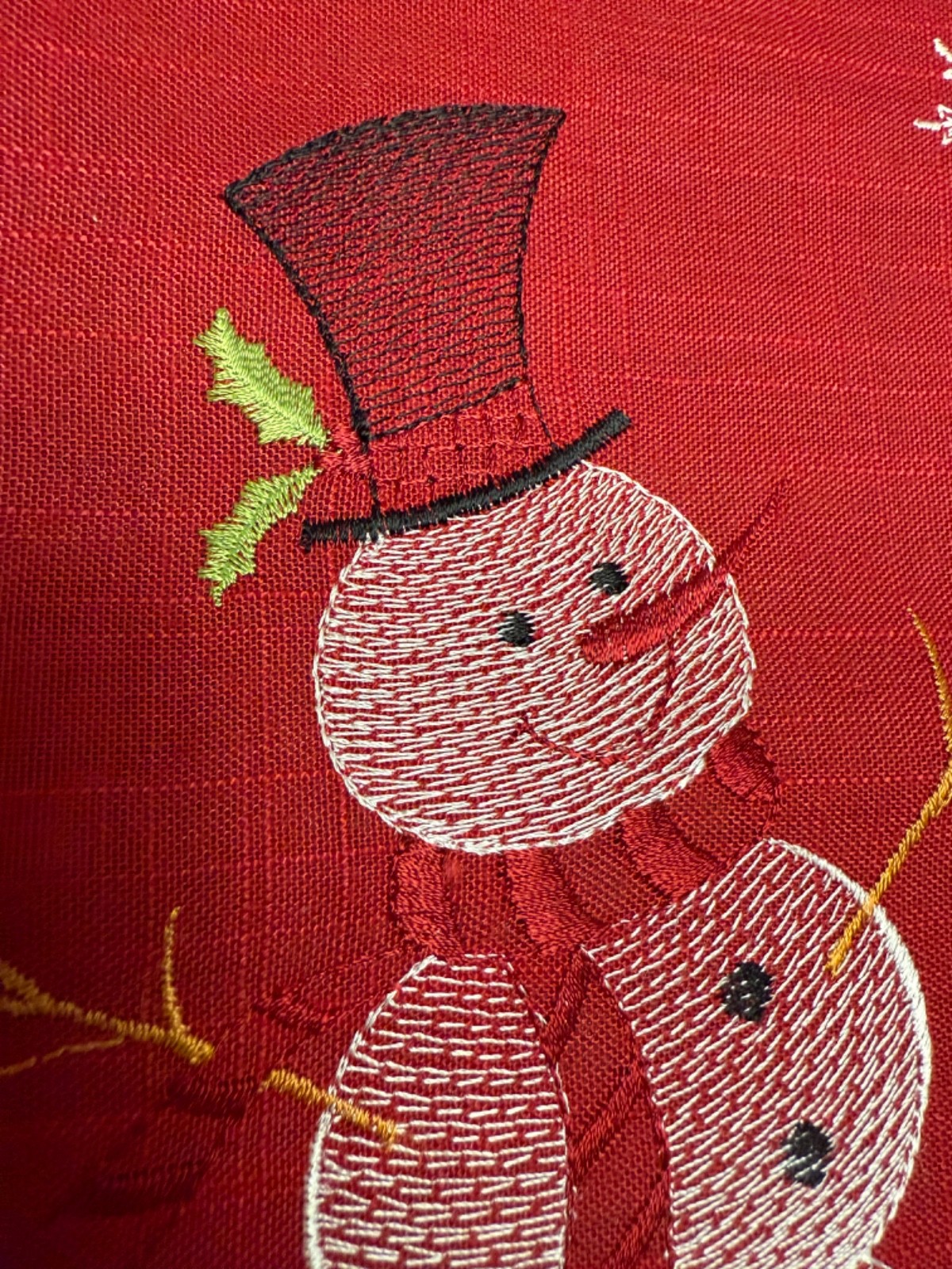 Design Imports Embroidered Snowman Placemat, Set of 4 Christmas Snow Tree