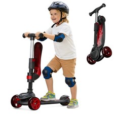 Kick Kid Scooter Three Wheels Baby Exercise Coordination 3-14 Ages Black W/ Seat