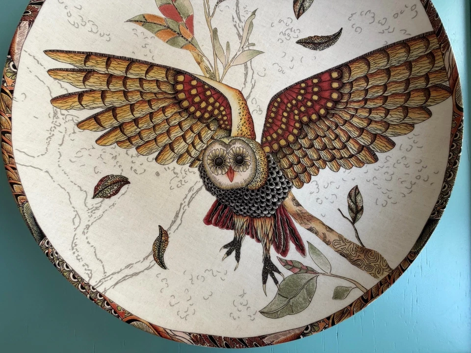 Authentic RARE -PIECE TO FIND -William Sonoma porcelain Owl Serving Medium Plate - Image 3 of 4