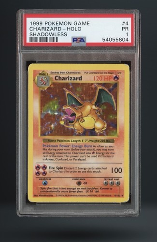 1999 Charizard Base Set Holo Shadowless - PSA 1 Pokemon Card