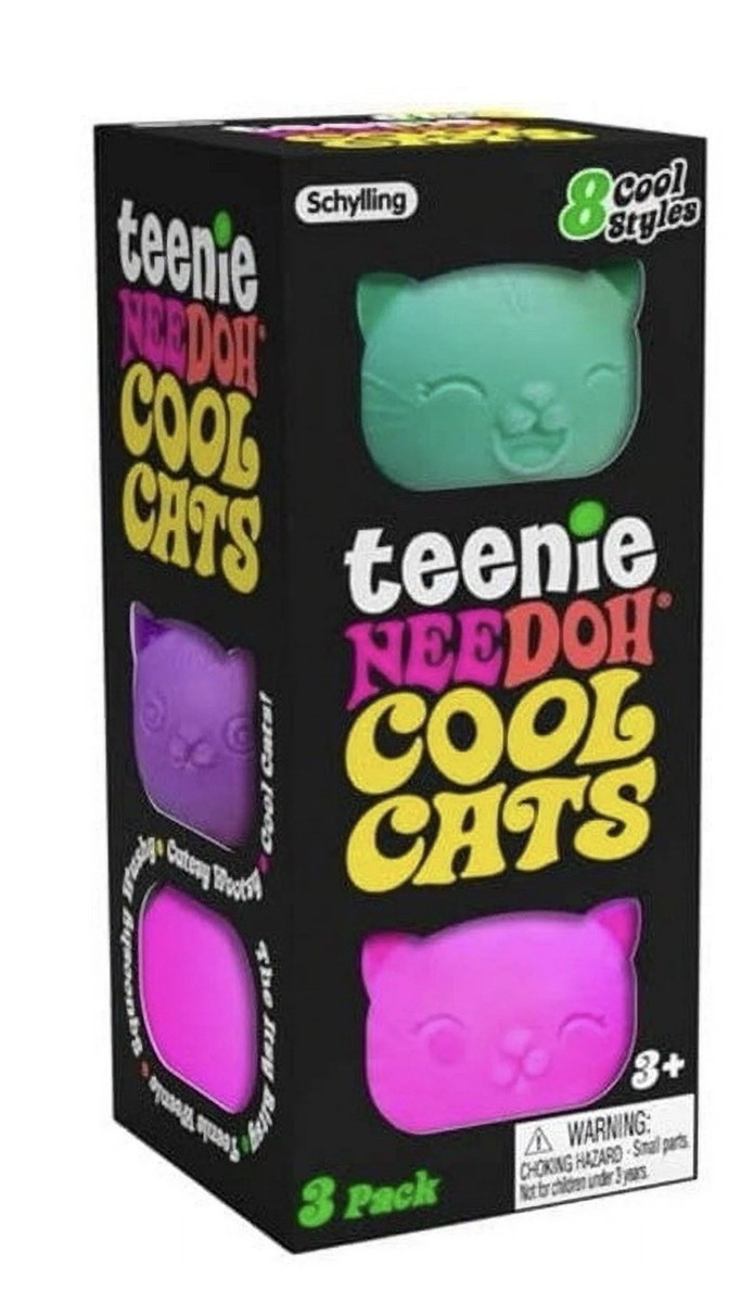 NeeDoh Teenie Cool Cats Stress Ball 3-Pack, Assorted Colors Viral